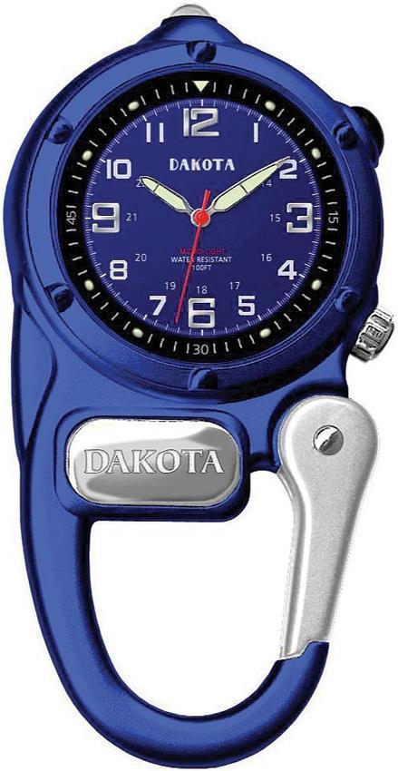Dakota Mini Hiking Clip Microlight Blue Aluminum Stainless Water Resistant Watch