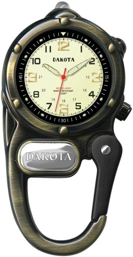 Dakota Mini Clip Microlight LED Mini Light Water Resistant Brass Finish Alloy Watch