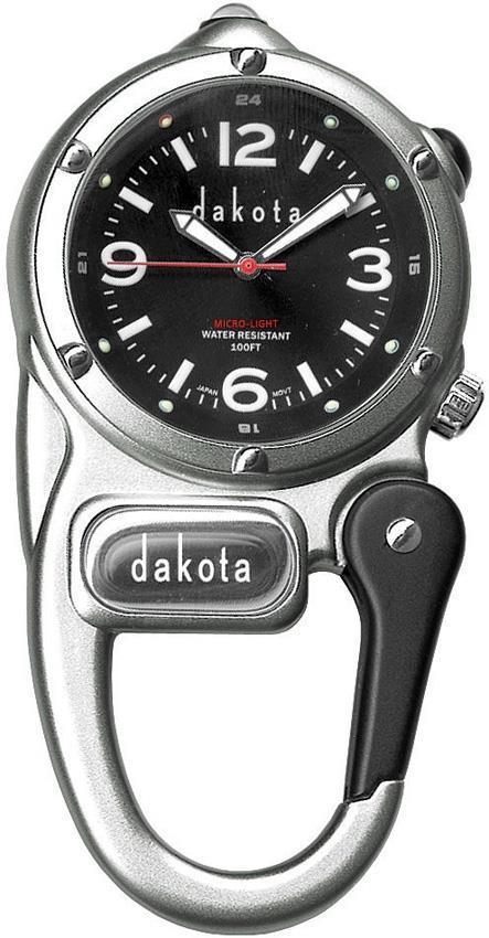 Dakota Sunray Silver Mini Hiking Clip Black 100ft Water Resistant Watch