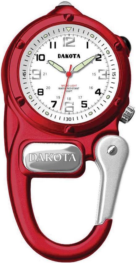 Dakota Mini Clip Microlight Red Aluminum Stainless Water Resistant Hiking Watch 