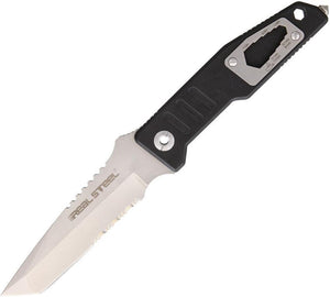 Real Steel T99T Fixed Serrated Blade Stonewash BLK G10 Wrench Handle Knife