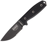 ESEE Model 3MIL Black G10 Serrated Edge Fixed Blade Knife w/ Sheath