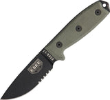 ESEE Model 3MIL Part Serrated Edge Light Green Handle Fixed Blade Knife