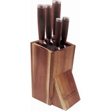 Hen & Rooster 5pc Wood Handle Kitchen Knife Set w/ Storage Block I063