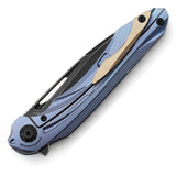 Bestech Knives WIBRA Framelock Blue Titanium M390 Folding Black Knife 2001c