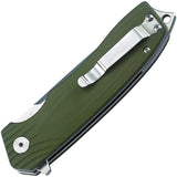 Bestech Lion G10 Linerlock OD Green D2 Tool Steel Folding Drop Blade Knife G01B
