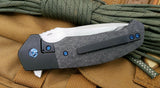 Pena Knives Mini Diesel Framelock Black Carbon Fiber Plain Folding Knife PE14
