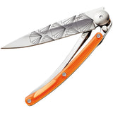 Deejo Tattoo 27g Orange Symmetry Folding Stainless Knife 9AP023