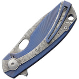 Viper Lille Framelock Damascus Steel Blue Titanium Folding Knife A5964TIBL