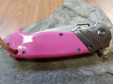 Elk Ridge Ballistic Assisted Opening Pink Drop Pt Satin Folding Pocket Knife A003PK