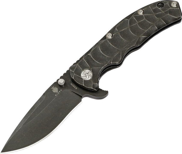 Kizer Caligine Black SW Framelock Pocket EDC S35VN Folding Drop Point Blade Knife