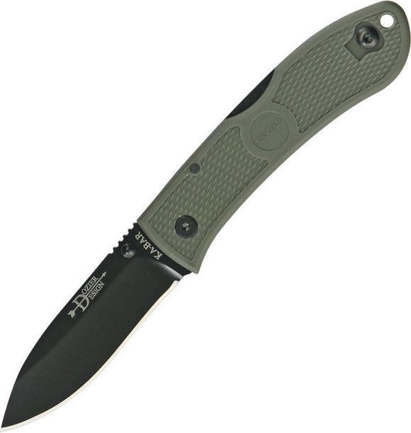Ka-Bar Dozier Hunter Lockback Green Handle AUS-8 Stainless Folding Knife