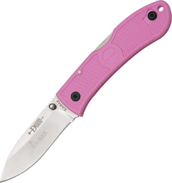 Ka-Bar Dozier Hunter Lockback Breast Cancer Pink AUS-8 Stainless Knife