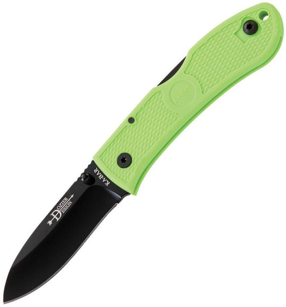 Ka-Bar Dozier Zombie Green Folding Hunter Black AUS-8A Stainless Knife