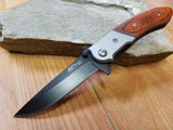 MTech 4" Wood Folding Pocket Knife Straight Edge - 409