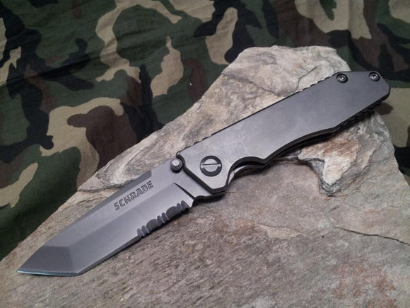 Schrade Framelock Knife Combo Tanto Blade - 307S