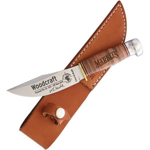 Marbles 100th Anniversary Woodcraft Signature Stacked Leather Fixed Knife