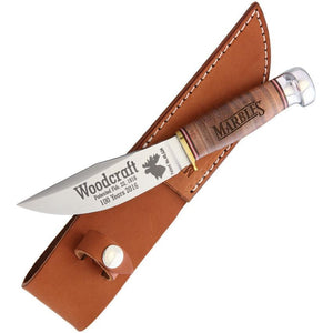 Marbles 100th Anniversary Woodcraft Stacked Leather Fixed Blade Knife 8.38" 