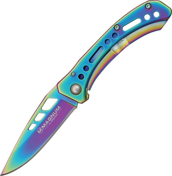 Boker Magnum Rainbow III Framelock Blade Anodized Finish Folding Knife 