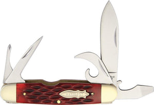 Marbles Knives Red Jigged Bone Scout Folding Pocket Knife