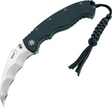 Boker Plus Black Batman Linerlock Scalloped Curved 8Cr13Mov Blade Folding Knife