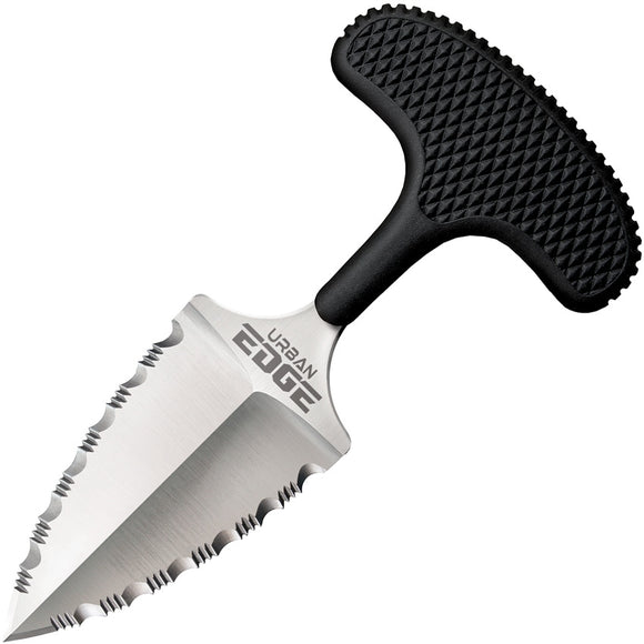 Cold Steel Urban Double Edge Full Serration Stainless Fixed Black T-Handle Push Dagger Knife