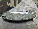 Kizer Tigon 8.5" Folding Knife Pocket Green G10 Tactical S35VN w/ Pouch - 4450A2