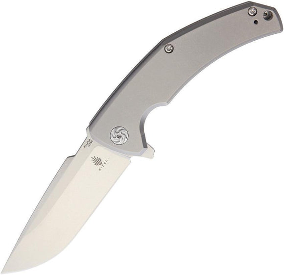 KIZER Mjolnir Titanium Framelock Bohler M390 Drop Pt Folding Pocket Knife 4494