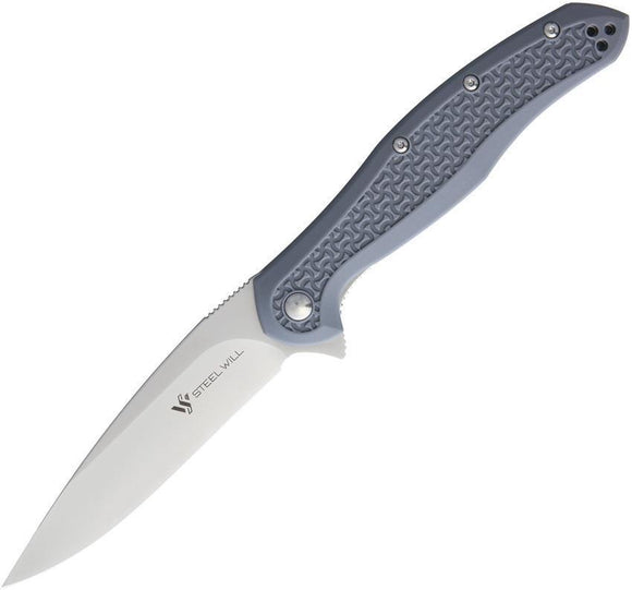 Steel Will Intrigue Gray FRN Handle URBAN Linerlock Folding Blade Knife