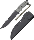 TOPS 13.25" Fire Strike Fixed Carbon Steel Blade Black Micarta Handle Knife + Sheath