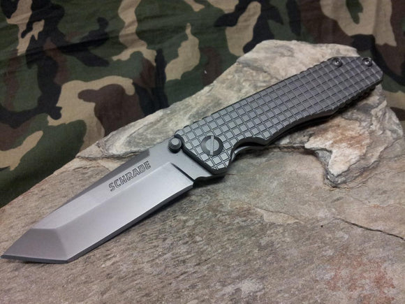 Schrade Framelock Tanto Checkered Knife - 308