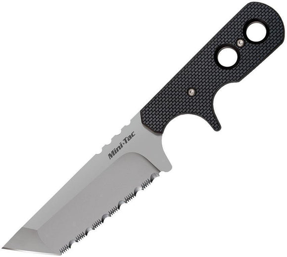 Cold Steel Mini Tac Tanto Serrated Stainless Fixed Blade Black Handle Knife