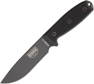 ESEE Knives Model 4 Gunsmoke Fixed Carbon Steel Blade Black Handle Knife