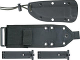 ESEE Model 4 Carbon Serrated Fixed Clip Blade Black Handle Knife Sheath