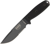 ESEE Model 4 Serrated Tactical Fixed Blade Black Handle Knife