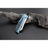 Artisan Falcon Framelock Blue Titanium Carbon Fiber S35VN Steel Knife 1809GBUS
