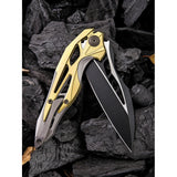 We Knife Co Arrakis Framelock Gold & Silver Titanium Framelock Folding M390 Knife 906a