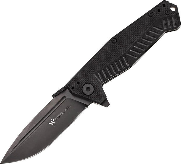 Steel Will Bruiser 500 Linerlock Black G10 Handle Folding Steel Blade Knife