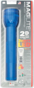 MagLite 10" 2D Cell Battery Blue Aluminum Body Hang Packed LED Flashlight 51012