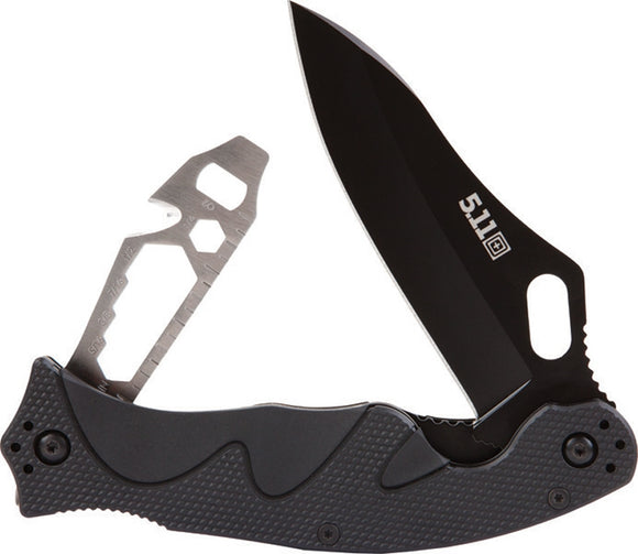5.11 Tactical Double Duty Quick Fix Linerlock Stainless Folding Black Multi-Tool Knife