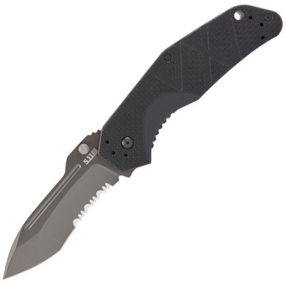 5.11 Tactical RFA A/O Partially Serrated Stainless Folding Tanto Blade Gray Handle Knife
