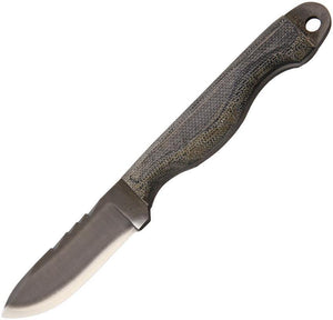 Anza Black Micarta Handle 6" Blued Finish Fixed Blade Knife w/ Belt Sheath