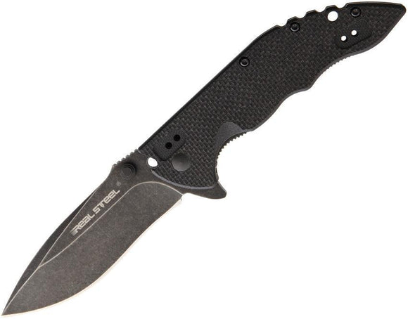 Real Steel E77 All Black G10 Handle 8Cr13MoV Stainless Folding Knife