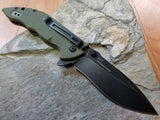 Real Steel E77  Green Folding Pocket Knife black stonewash Blade - 5113