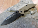 Real Steel E77  Coyote Folding Pocket Knife black stonewash Blade - 5114