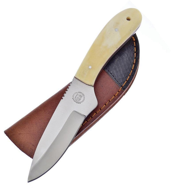 Frost Cutlery Chipaway Buffalo Skinner Stainless Fixed White Bone Handle Knife