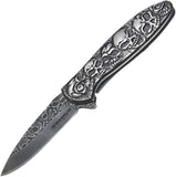 Boker Magnum Dia De Los Muertos Linerlock Black Skulls Folding Knife