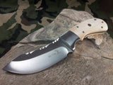 Elk Ridge Fixed Knife 7.5" White Bone Satin Plain Edge Stainless Full Tang - 522WB