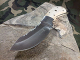 Elk Ridge Fixed Knife 7.5" White Bone Satin Plain Edge Stainless Full Tang - 522WB