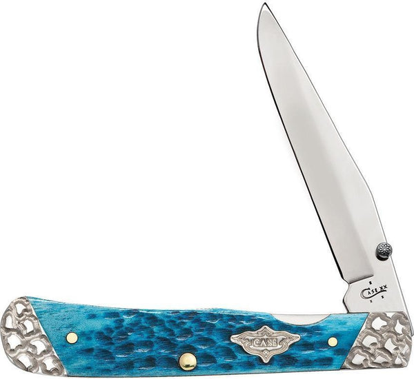 Case XX Trapperlock Jigged Caribbean Blue Bone Pocket Knife 6154L